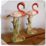 1950s Vintage Ceramic Flamingoes
