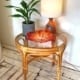 Vintage Cane Glass Top Table | 20th Century Vintage
